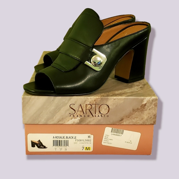 Franko Sarto Open Toe Mules - Black - 7M - Picture 2 of 10